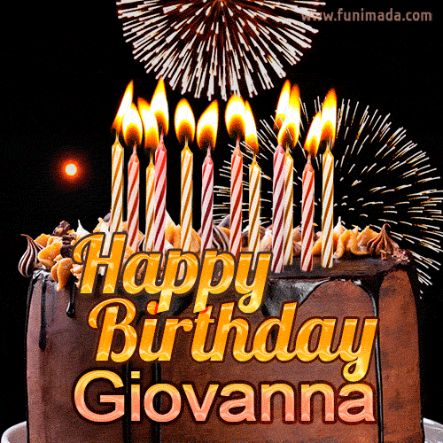 Chocolate Happy Birthday Cake for Giovanna (GIF)