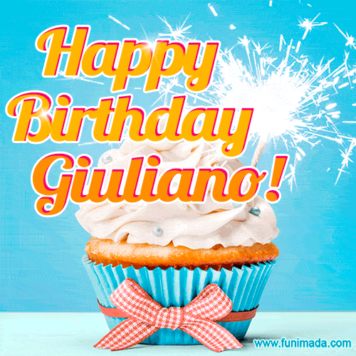 Happy Birthday, Giuliano! Elegant cupcake with a sparkler.