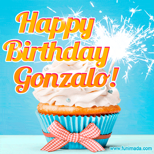 Happy Birthday, Gonzalo! Elegant cupcake with a sparkler.