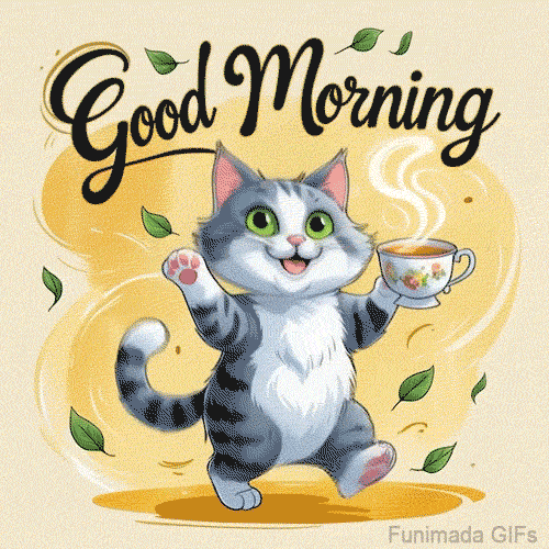 Lovely Good Morning Gif Images Good Morning Cute Cat GIF Download On