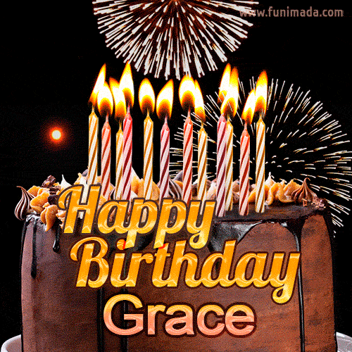 Chocolate Happy Birthday Cake for Grace (GIF)