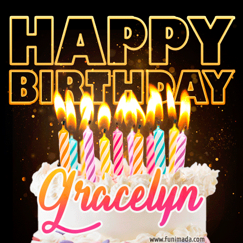 Gracelyn - Animated Happy Birthday Cake GIF Image for WhatsApp