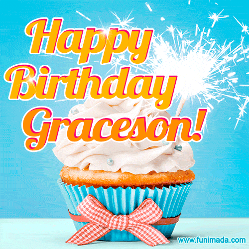 Happy Birthday, Graceson! Elegant cupcake with a sparkler.