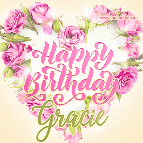 Pink rose heart shaped bouquet - Happy Birthday Card for Gracie