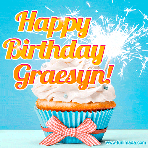Happy Birthday, Graesyn! Elegant cupcake with a sparkler.