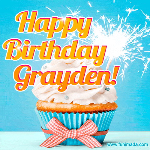 Happy Birthday, Grayden! Elegant cupcake with a sparkler.