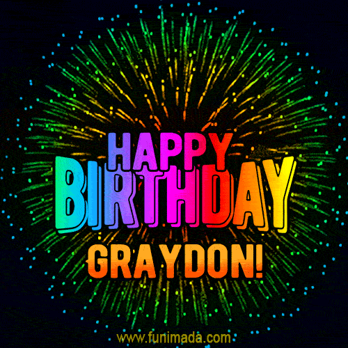 New Bursting with Colors Happy Birthday Graydon GIF and Video with Music