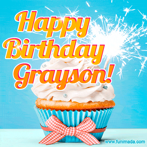 Happy Birthday, Grayson! Elegant cupcake with a sparkler.