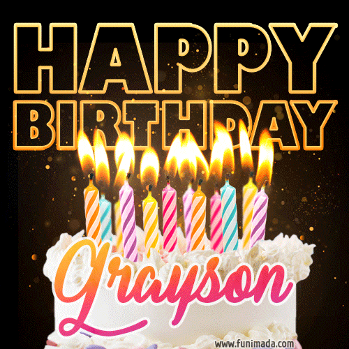 Grayson - Animated Happy Birthday Cake GIF Image for WhatsApp