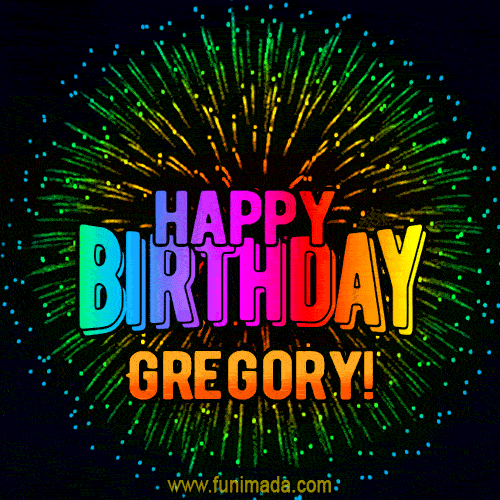 New Bursting with Colors Happy Birthday Gregory GIF and Video with Music