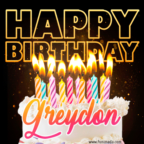 Greydon - Animated Happy Birthday Cake GIF for WhatsApp