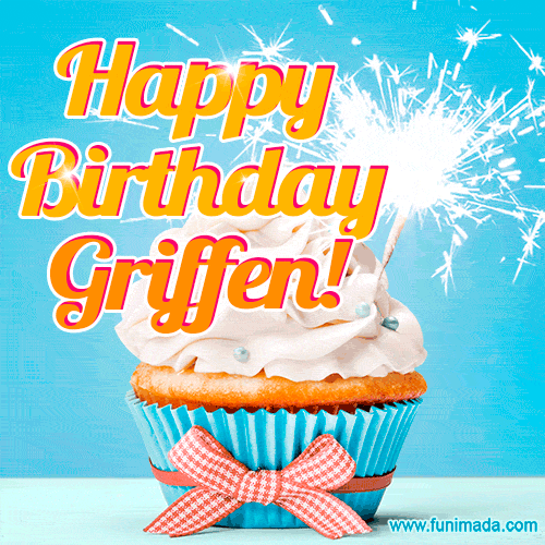 Happy Birthday, Griffen! Elegant cupcake with a sparkler.