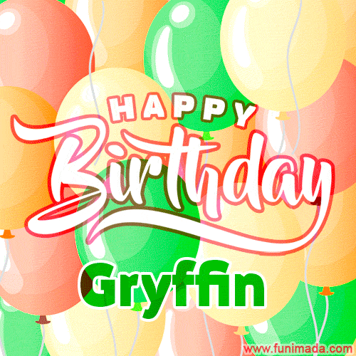 Happy Birthday Image for Gryffin. Colorful Birthday Balloons GIF Animation.