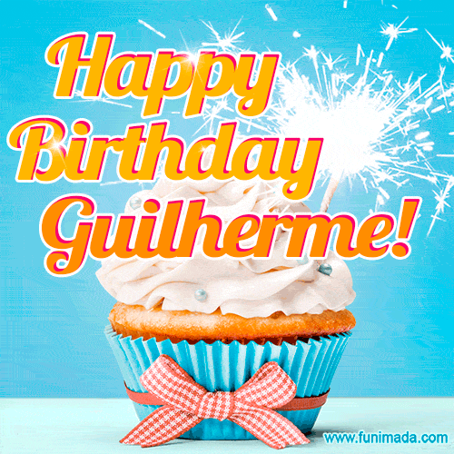 Happy Birthday, Guilherme! Elegant cupcake with a sparkler.