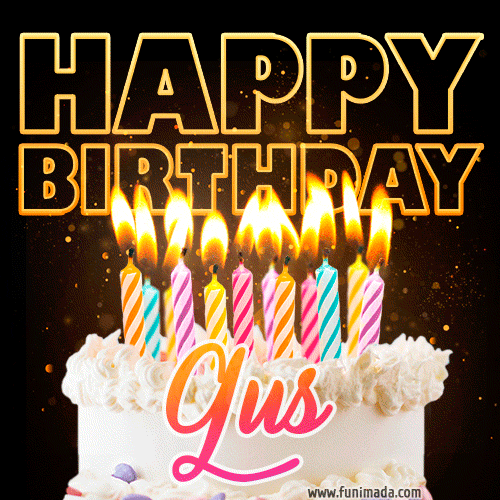 Gus - Animated Happy Birthday Cake GIF for WhatsApp