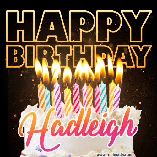 Hadleigh - Animated Happy Birthday Cake GIF Image for WhatsApp