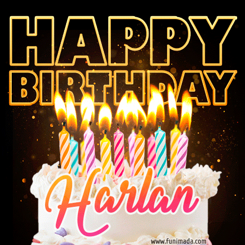 Harlan - Animated Happy Birthday Cake GIF for WhatsApp