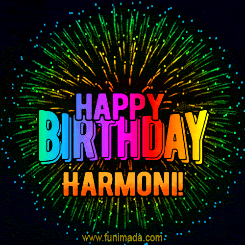 New Bursting with Colors Happy Birthday Harmoni GIF and Video with Music