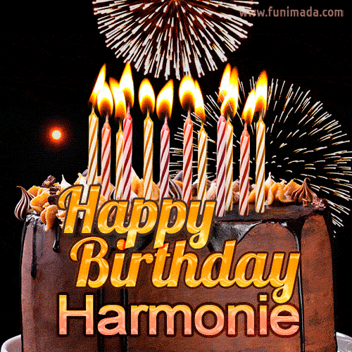 Chocolate Happy Birthday Cake for Harmonie (GIF)