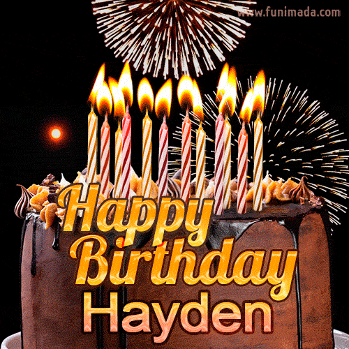 Chocolate Happy Birthday Cake for Hayden (GIF)