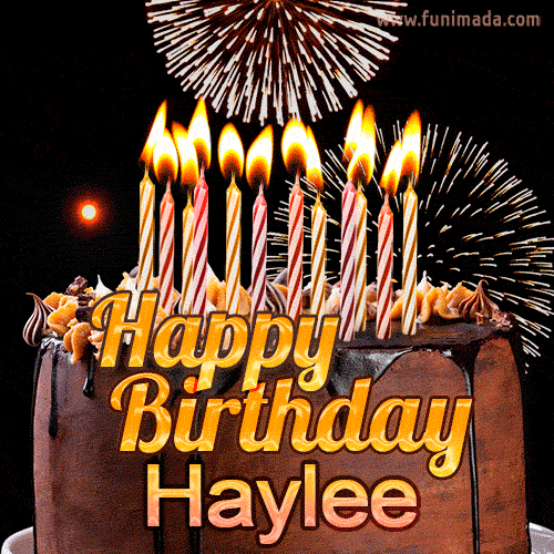 Chocolate Happy Birthday Cake for Haylee (GIF)