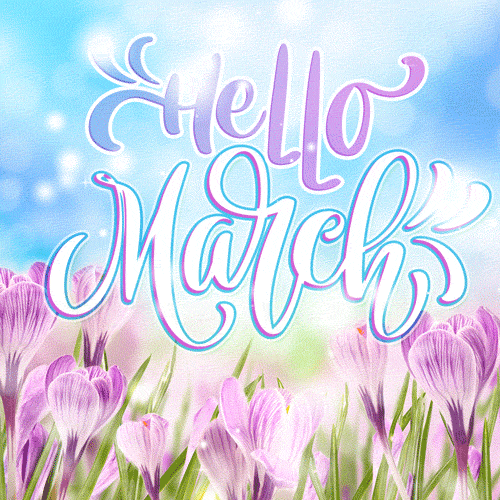 Cute Hello March Animated Card (GIF)