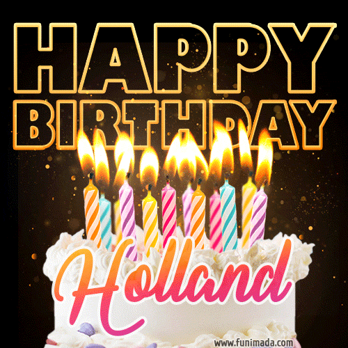 Holland - Animated Happy Birthday Cake GIF Image for WhatsApp