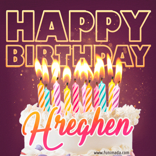 Hreghen - Animated Happy Birthday Cake GIF Image for WhatsApp