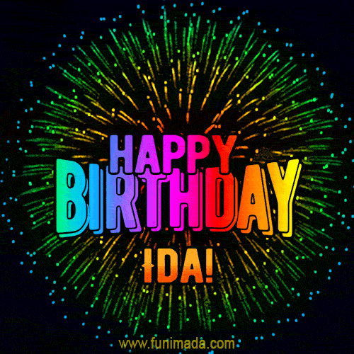 New Bursting with Colors Happy Birthday Ida GIF and Video with Music