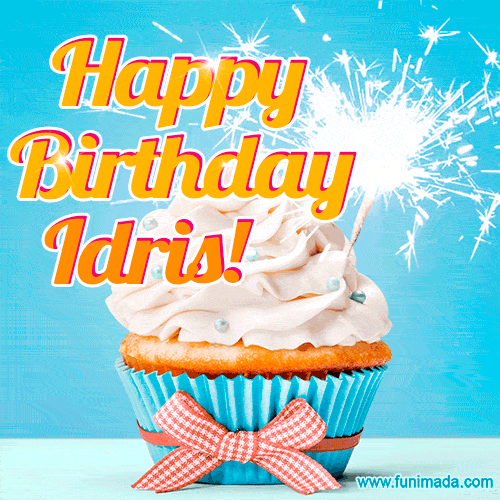 Happy Birthday, Idris! Elegant cupcake with a sparkler.