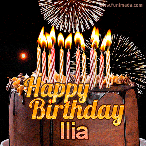 Chocolate Happy Birthday Cake for Ilia (GIF)