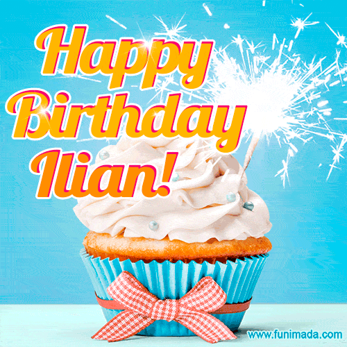 Happy Birthday, Ilian! Elegant cupcake with a sparkler.