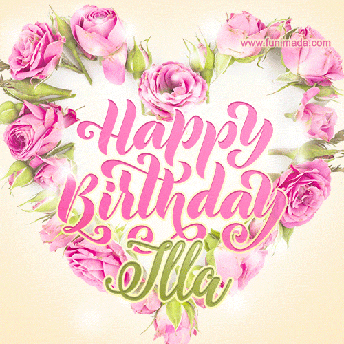 Pink rose heart shaped bouquet - Happy Birthday Card for Illa