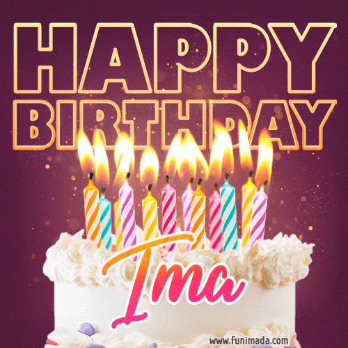 Ima - Animated Happy Birthday Cake GIF Image for WhatsApp