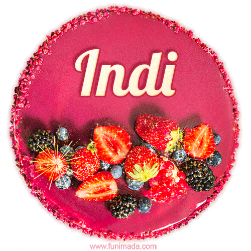 Happy Birthday Cake with Name Indi - Free Download