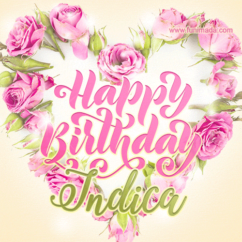 Pink rose heart shaped bouquet - Happy Birthday Card for Indica