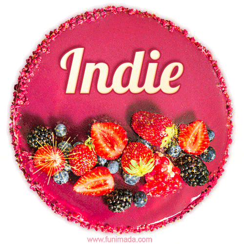 Happy Birthday Cake with Name Indie - Free Download