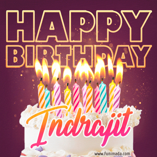 Indrajit - Animated Happy Birthday Cake GIF Image for WhatsApp
