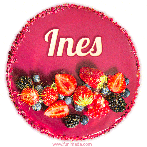 Happy Birthday Cake with Name Ines - Free Download