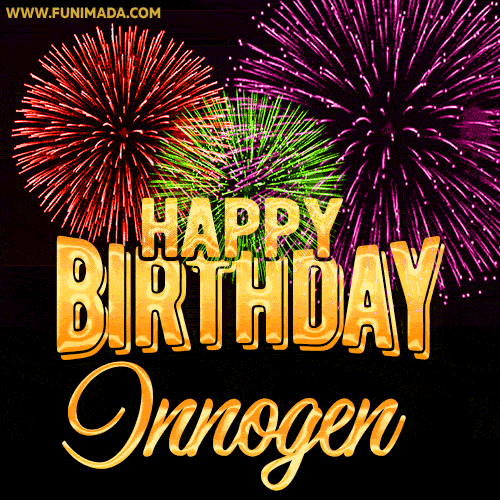 Wishing You A Happy Birthday, Innogen! Best fireworks GIF animated greeting card.
