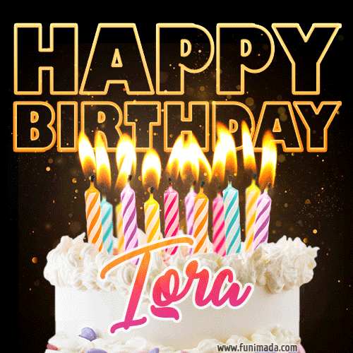 Iqra - Animated Happy Birthday Cake GIF Image for WhatsApp