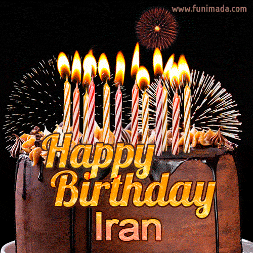 Chocolate Happy Birthday Cake for Iran (GIF)
