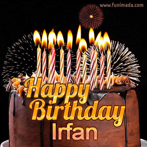 Chocolate Happy Birthday Cake for Irfan (GIF)