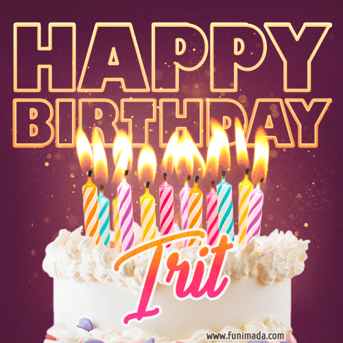 Irit - Animated Happy Birthday Cake GIF Image for WhatsApp