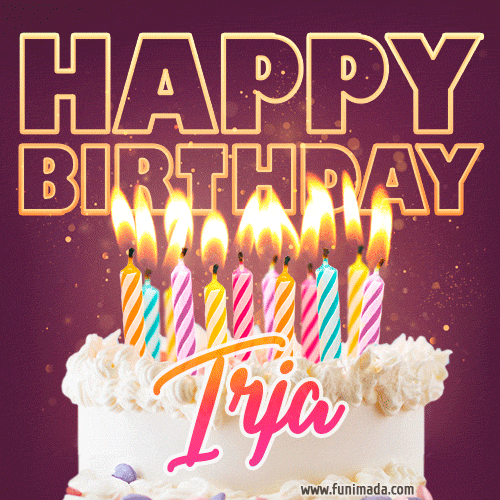 Irja - Animated Happy Birthday Cake GIF Image for WhatsApp