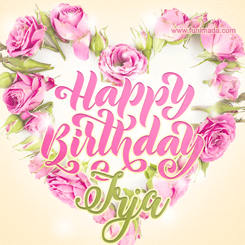 Pink rose heart shaped bouquet - Happy Birthday Card for Irja