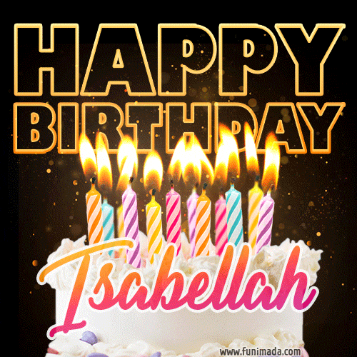 Isabellah - Animated Happy Birthday Cake GIF Image for WhatsApp