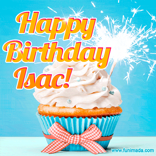 Happy Birthday, Isac! Elegant cupcake with a sparkler.
