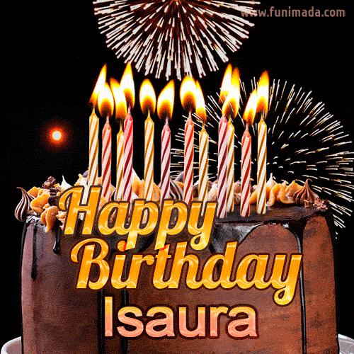 Chocolate Happy Birthday Cake for Isaura (GIF)