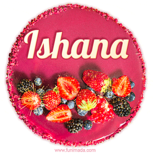 Happy Birthday Cake with Name Ishana - Free Download